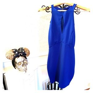 Short blue bodycon dress